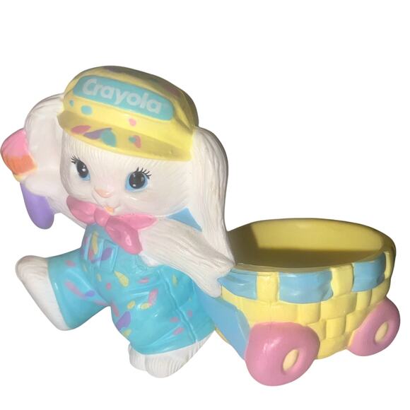 Vintage 1990 Hallmark Crayola Bunnies Collectible Easter bunny & Basket - Picture 1 of 4